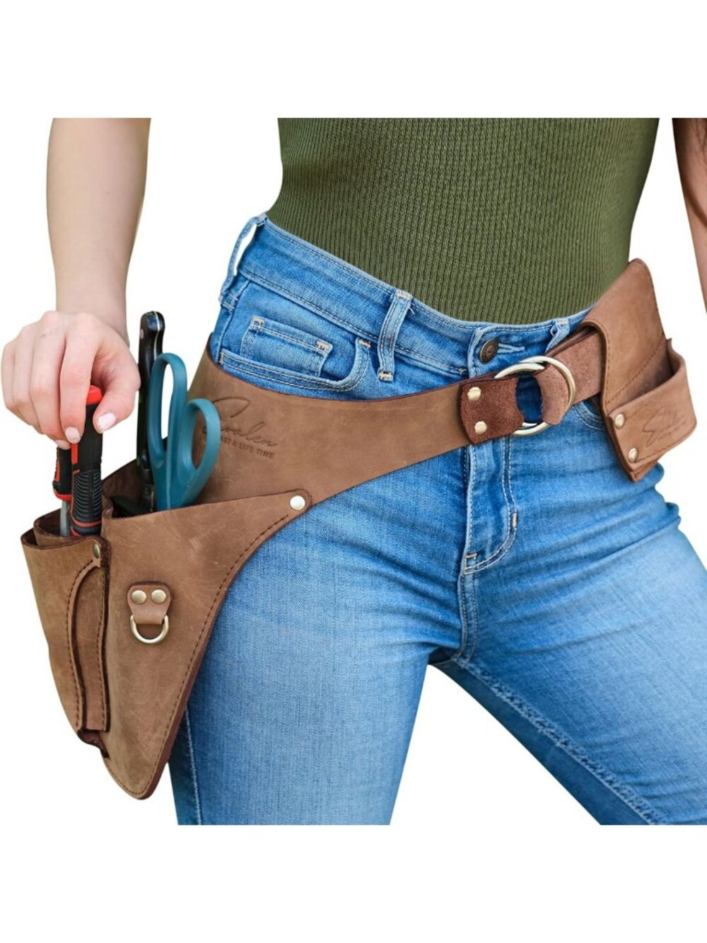 Stylish Leather Gardening Utility Belt for Women - Tool Holster & Apron Gift Box